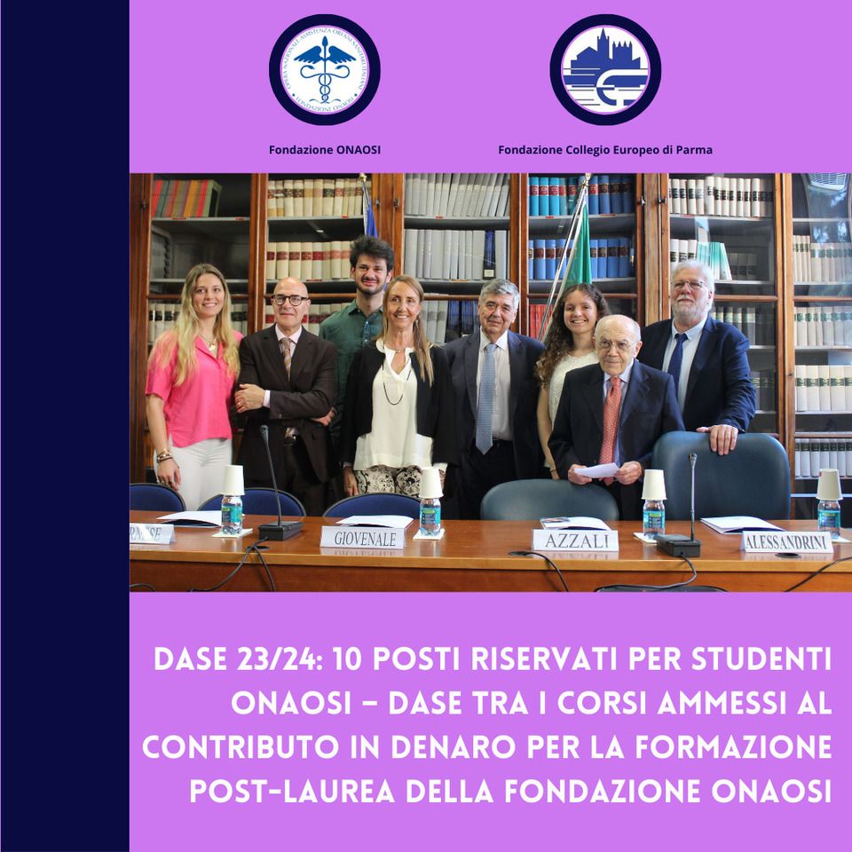 DASE tra i corsi ammessi al contributo in denaro per la formazione post-laurea della Fondazione ONAOSI